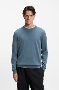 Pull Slim en coton avec logo, Bleu