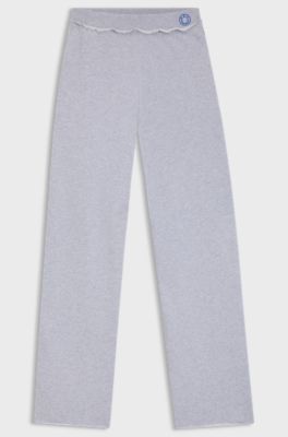 Cotton-terry tracksuit bottoms with logo waistband, Light Grey