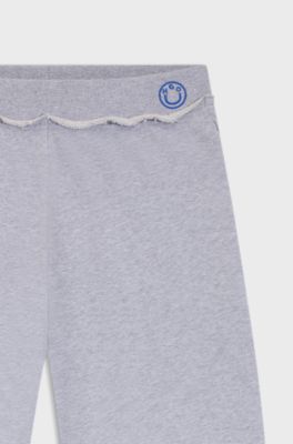 Bas de surv&ecirc;tement en molleton de coton avec taille &agrave; logo, Gris chin&eacute;