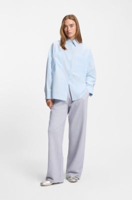 Cotton-terry tracksuit bottoms with logo waistband, Light Grey