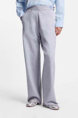 Cotton-terry tracksuit bottoms with logo waistband, Light Grey