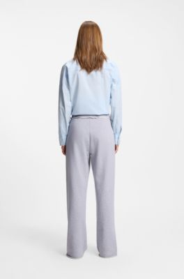 Cotton-terry tracksuit bottoms with logo waistband, Light Grey