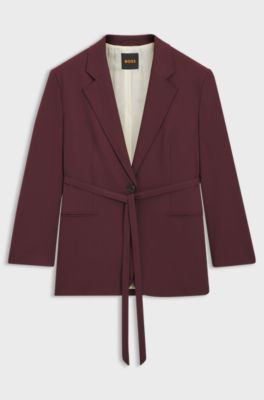 Oversized Blazer mit G&uuml;rtel, Bordeaux