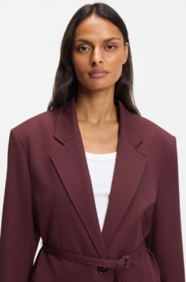 Oversized Blazer mit G&uuml;rtel, Bordeaux