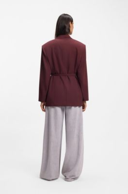 Oversized Blazer mit G&uuml;rtel, Bordeaux