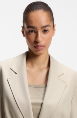 Oversized-fit blazer with belt, Light Beige