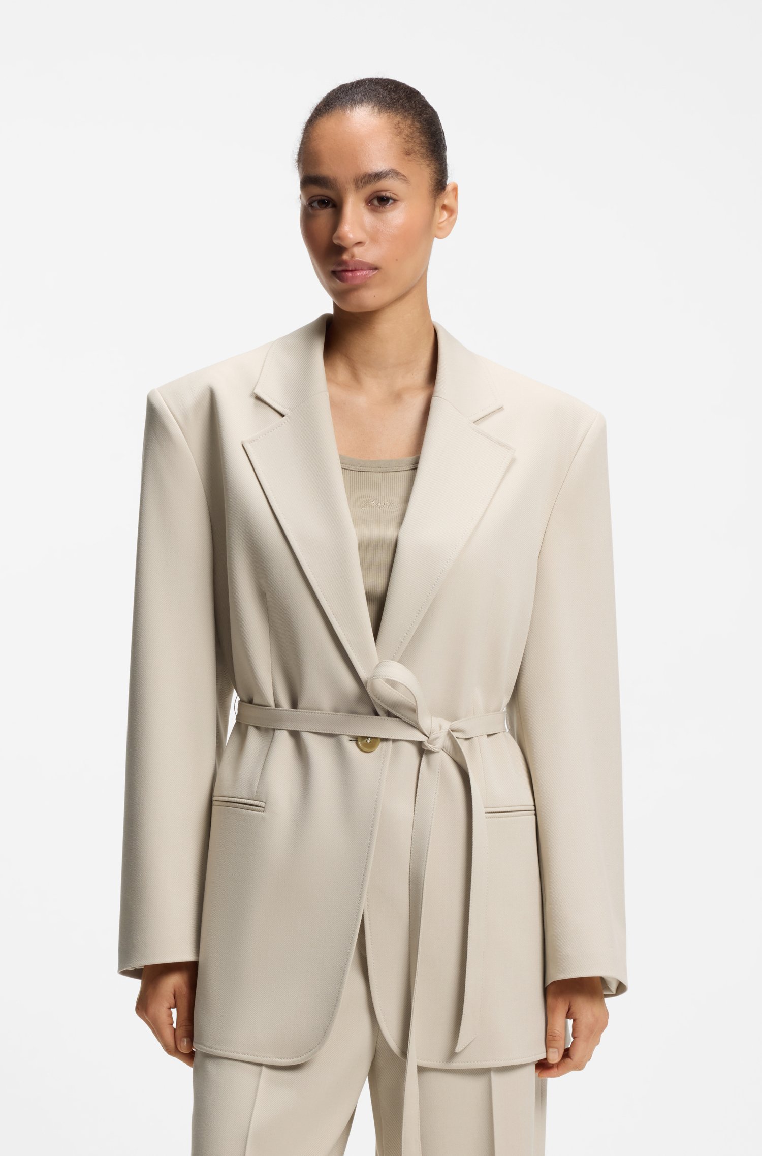 Boss Oversized-fit blazer with belt dam