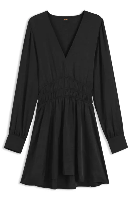 Midi-length dress in crinkle satin