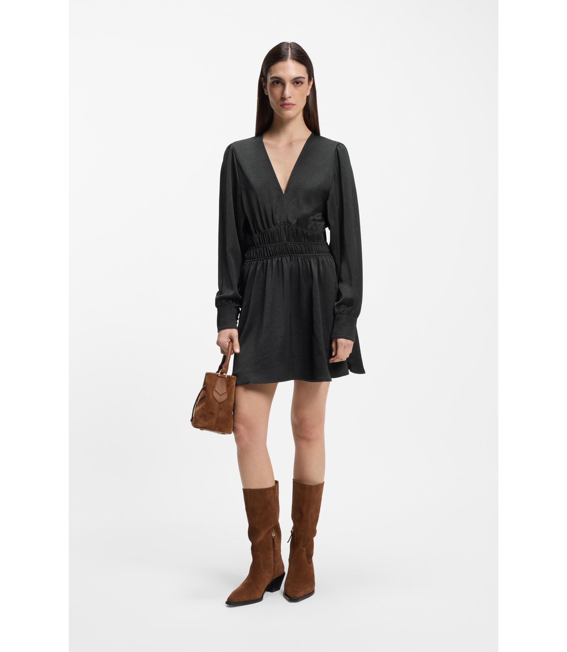 Midikleid aus Satin in Knitter-Optik