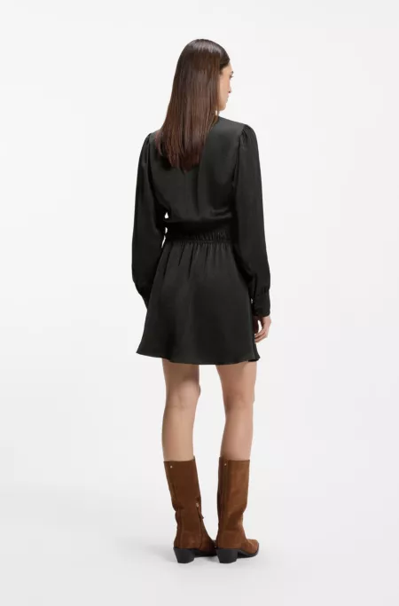 Midi-length dress in crinkle satin