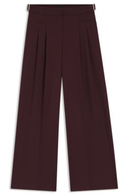 Relaxed-fit trousers with wide leg, Dark Brown