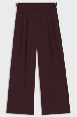 Relaxed-fit trousers with wide leg, Bordeaux