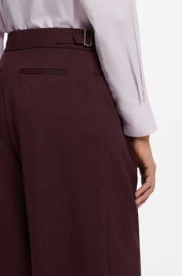 Relaxed-fit trousers with wide leg, Bordeaux