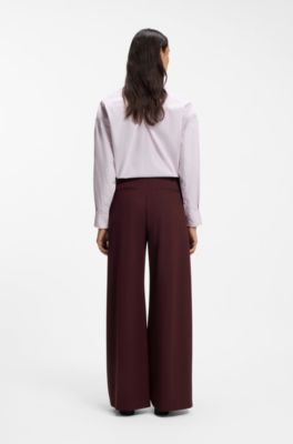 Relaxed-fit broek met wijde pijpen, Bordeaux