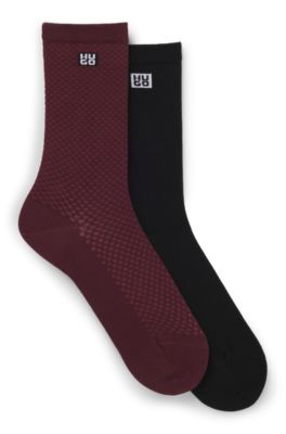 Two-pack of regular-length socks with stacked logos, Dark Purple