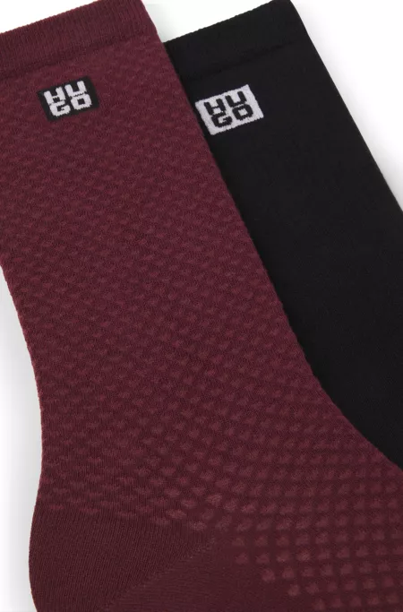 Two-pack of regular-length socks with stacked logos