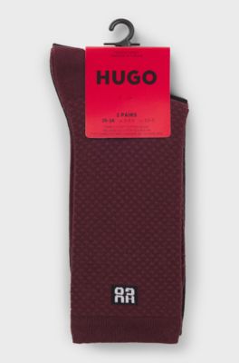 Two-pack of regular-length socks with stacked logos, Bordeaux