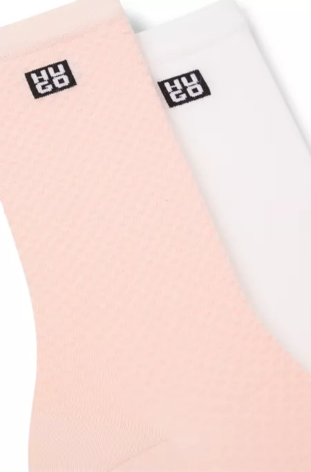 Lot de deux paires de chaussettes mi-mollet à logo revisité