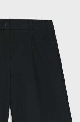 Regular-fit Bermuda trousers with flared leg, Black