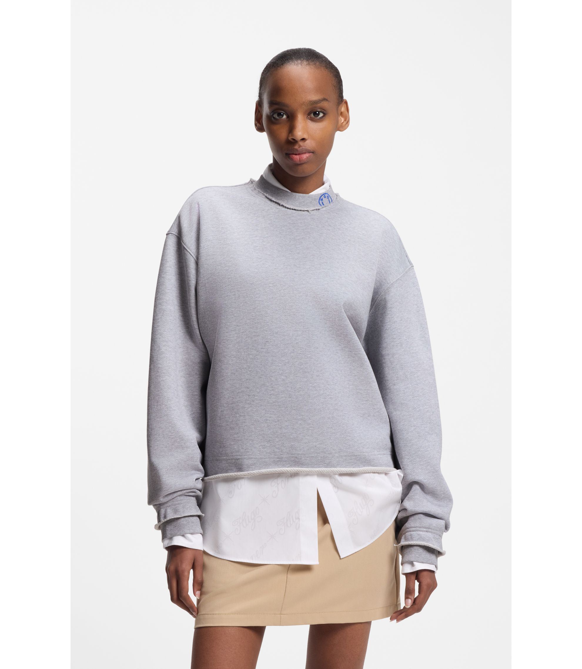 Sweatshirt aus Baumwoll-Terry mit Logo-Kragen