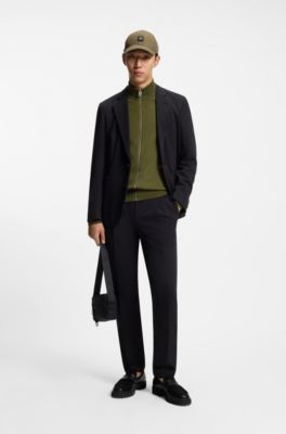 Veste Slim en maille de coton avec logo, Olive