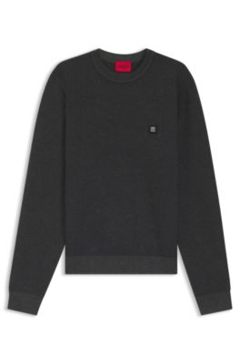 Knitted sweater with stacked logo, Dark Grey