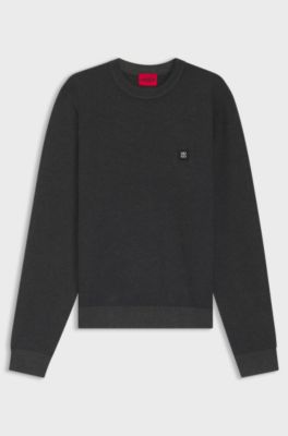Knitted sweater with stacked logo, Dark Grey