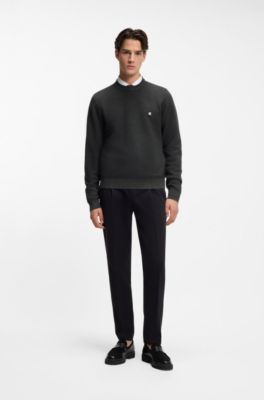 Knitted sweater with stacked logo, Dark Grey
