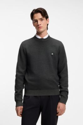 Knitted sweater with stacked logo, Dark Grey