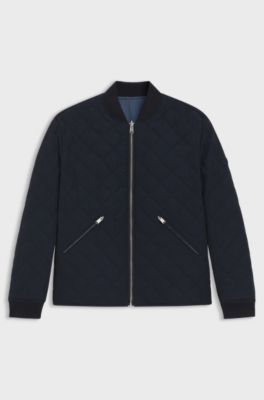 Reversible water-repellent jacket with quilting, Dark Blue