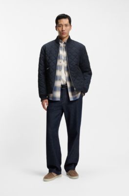 Reversible water-repellent jacket with quilting, Dark Blue