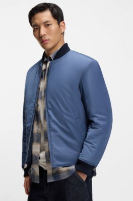 Reversible water-repellent jacket with quilting, Dark Blue