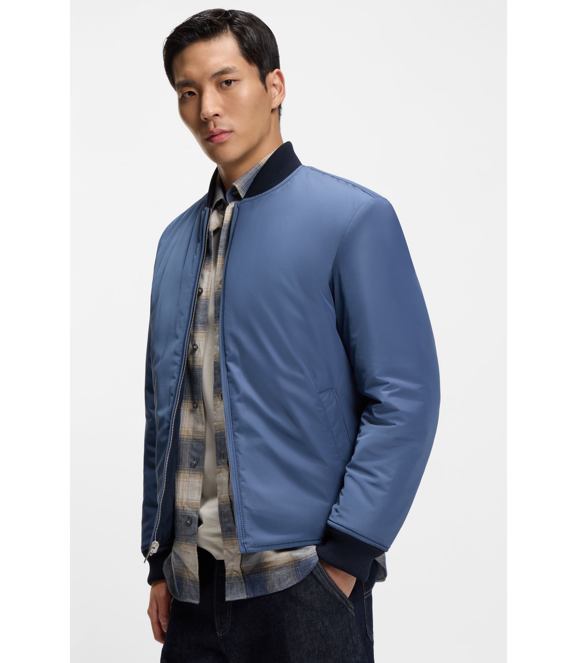 BOSS - リバーシブル はっ水ジャケット キルティング - ダークブルー