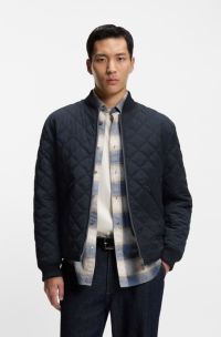 Reversible water-repellent jacket with quilting, Dark Blue