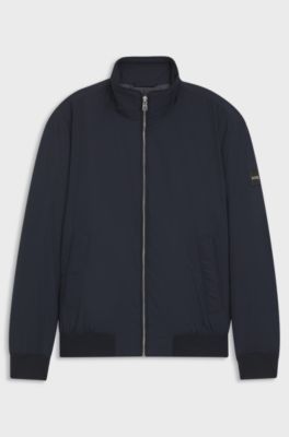 Water-repellent jacket with logo badge, Dark Blue