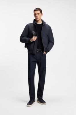 Water-repellent jacket with logo badge, Dark Blue