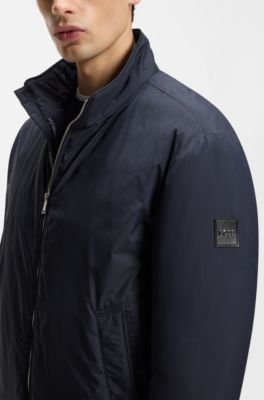 Water-repellent jacket with logo badge, Dark Blue