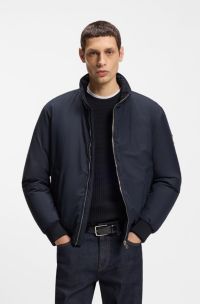 Water-repellent jacket with logo badge, Dark Blue