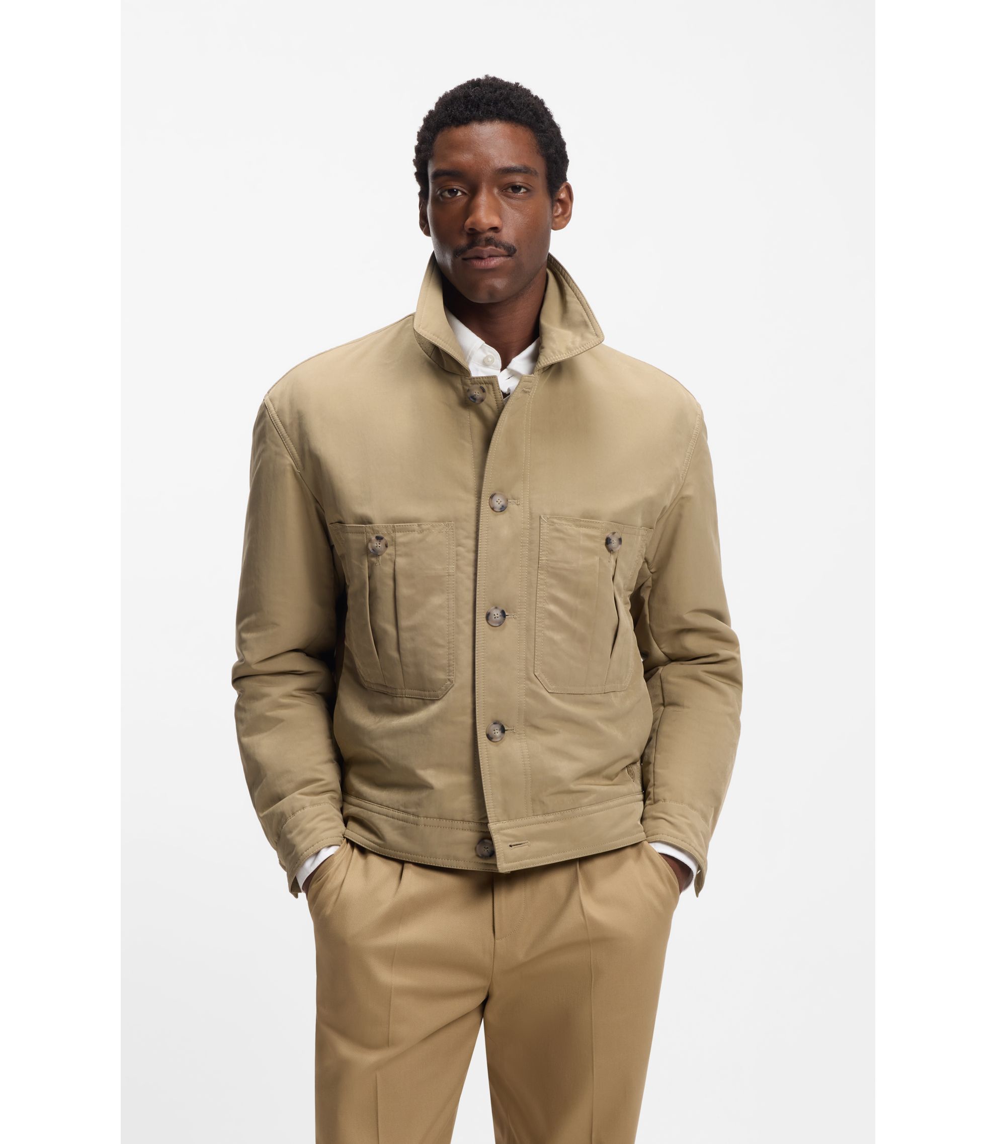 Jacke aus angerautem Gewebe mit wasserabweisendem Finish