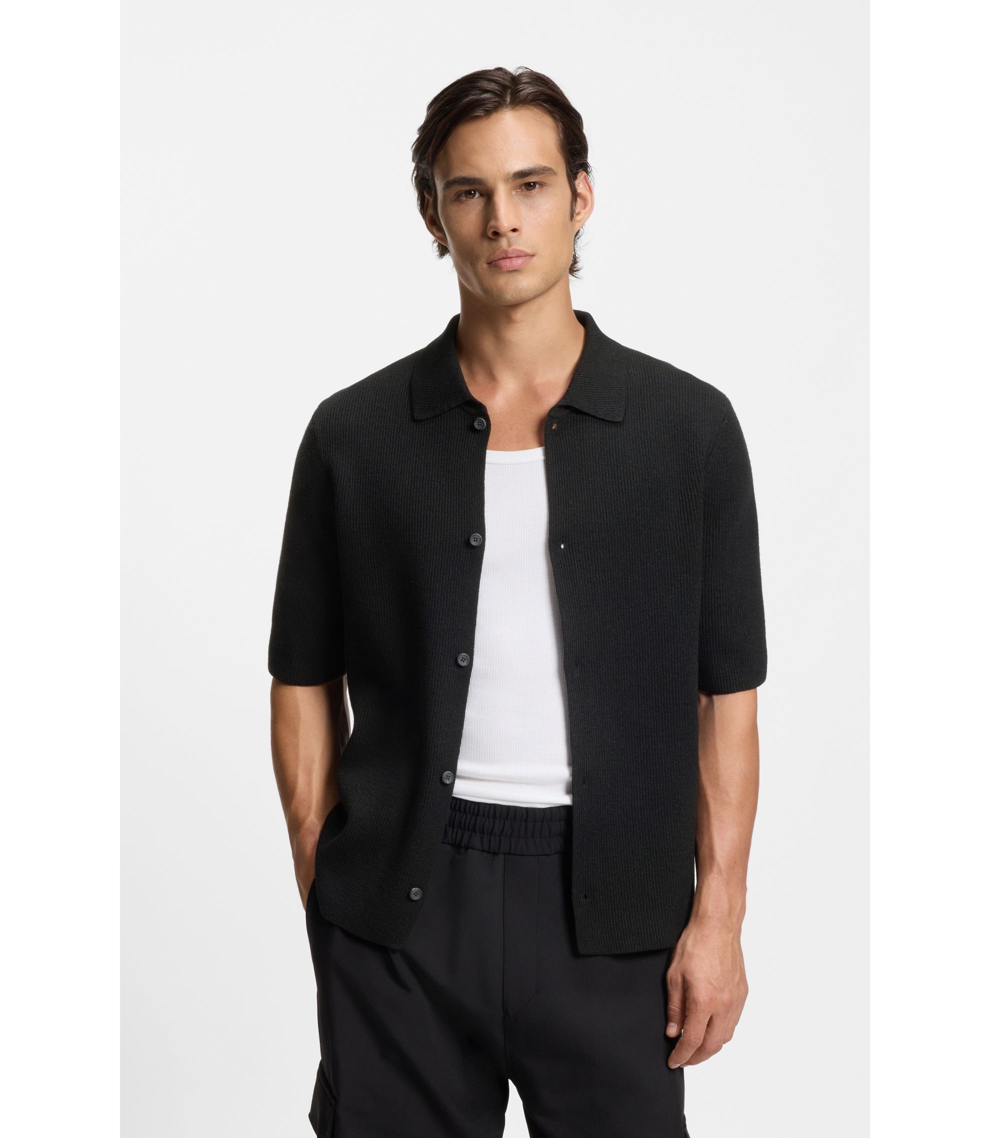 Regular-Fit Hemd mit gerippter Struktur