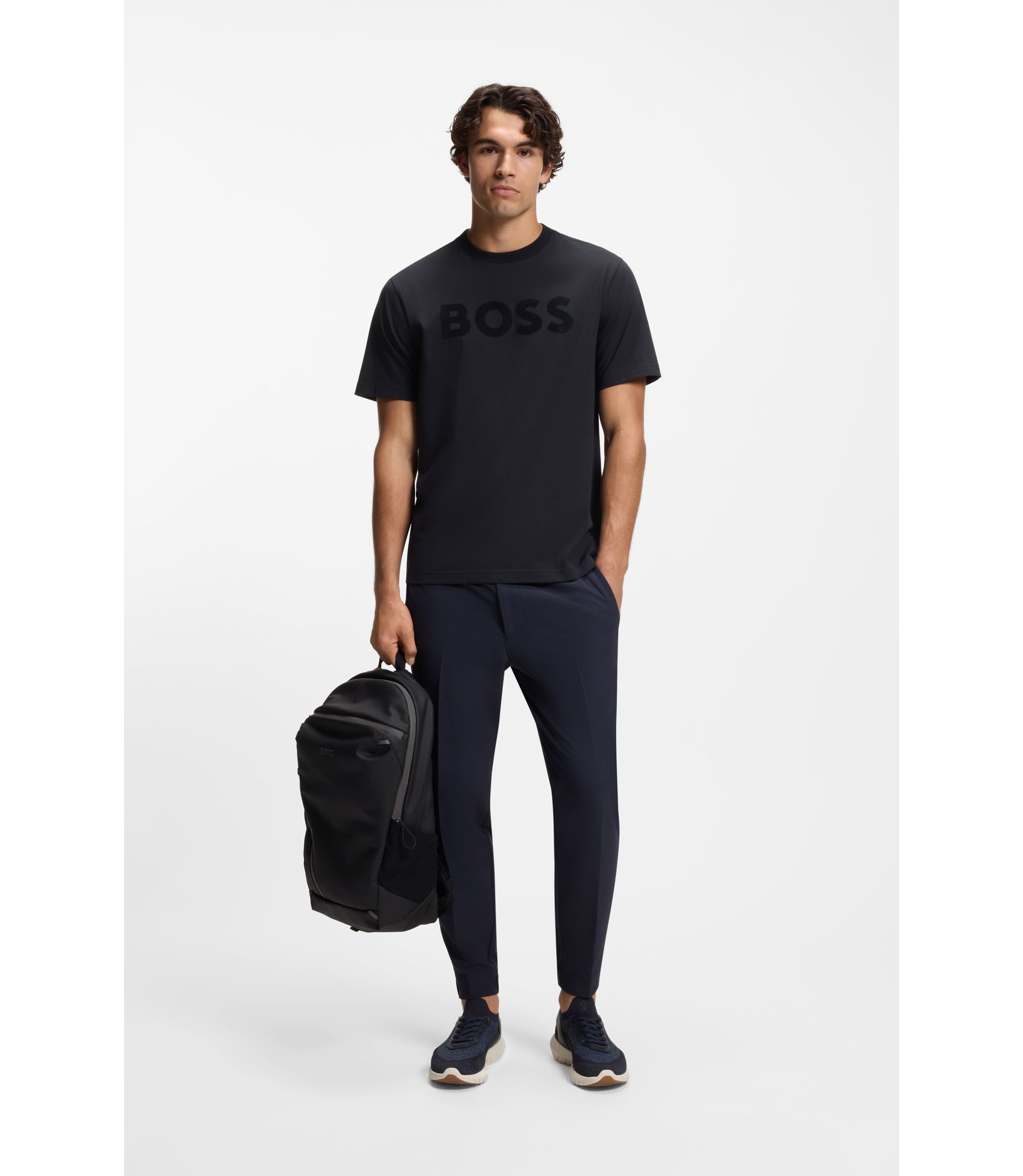BOSS - Relaxed-fit T-shirt in stretch cotton with tonal logo