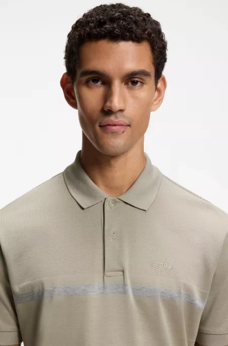 Paddy polo shirt in cotton with horizontal stripe