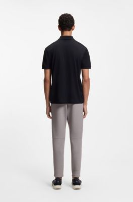 Paddy polo shirt in cotton with horizontal stripe, Dark Blue