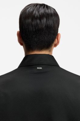 Water-repellent jacket with micro monograms, Black