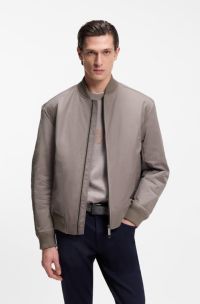 BOSS x ASTON MARTIN bomber jacket in water-repellent twill, Light Grey