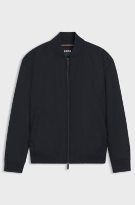 Bomber BOSS x ASTON MARTIN en twill d&eacute;perlant, Bleu fonc&eacute;