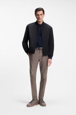 Bomber BOSS x ASTON MARTIN en twill d&eacute;perlant, Bleu fonc&eacute;