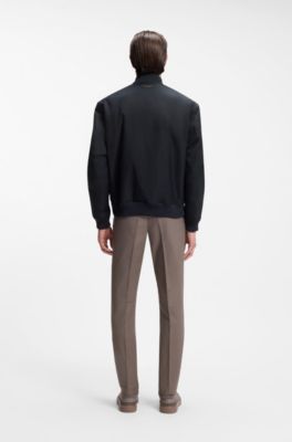 Bomber BOSS x ASTON MARTIN en twill d&eacute;perlant, Bleu fonc&eacute;
