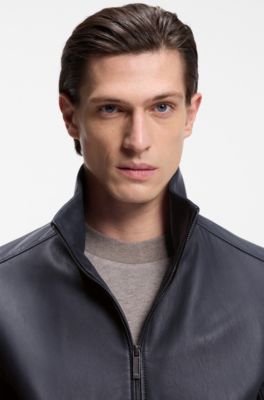 BOSS x ASTON MARTIN jacket in leather, Dark Blue