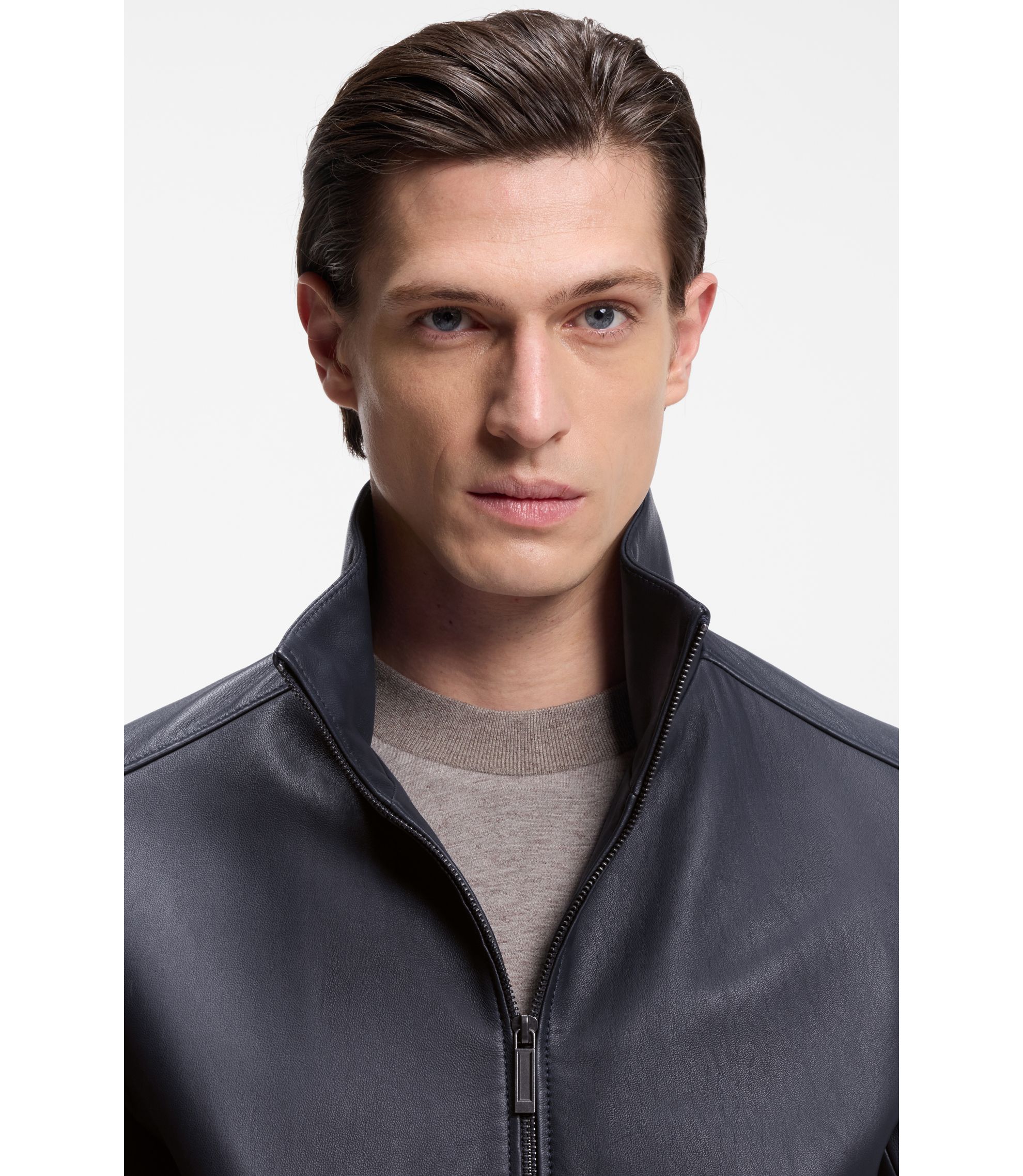 HUGO BOSS レザーブルゾン HUGO BOSSブルーMenレザージャケット